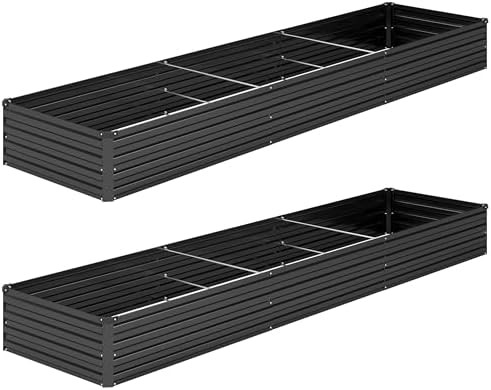 Two pack of black rectangular metal garden beds