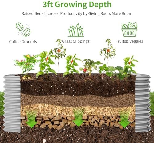Oval silver deep elevated planter bed — photo 5