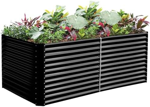 Dark grey three foot tall rectangular planter