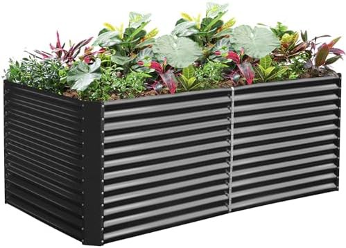Grey rectangular extra deep garden bed