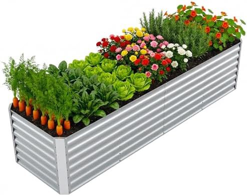Deep galvanized eight foot garden box
