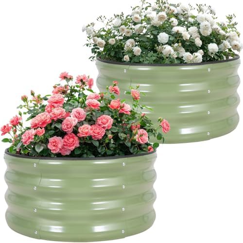 Small square green planter boxes two pack