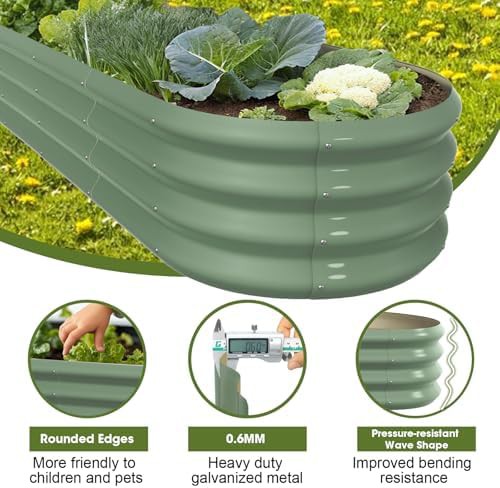 Green oval modular metal bed 8x2 ft — photo 4