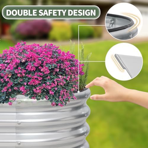 Silver oval galvanized garden beds two pack — photo 3
