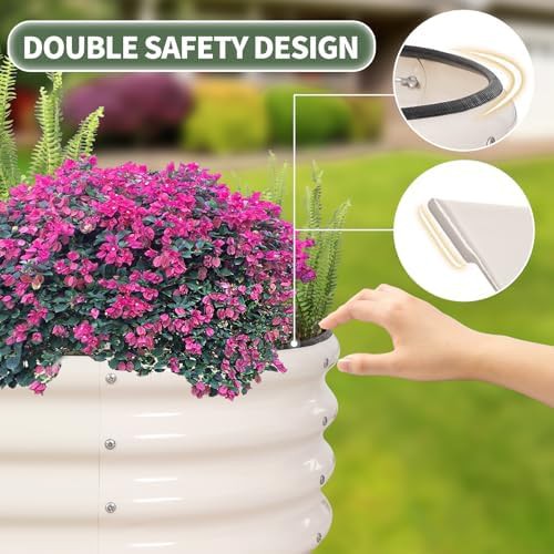 Oval galvanized metal garden bed white — photo 3