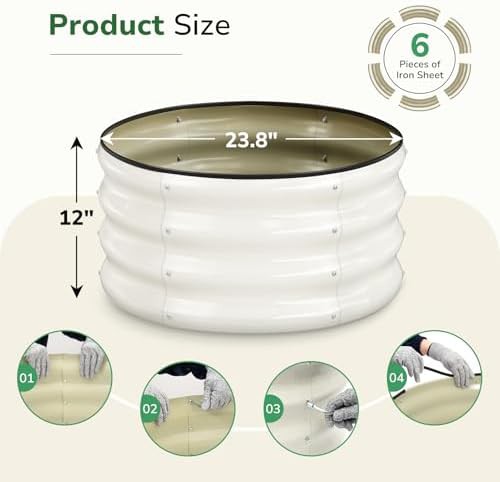 White round galvanized steel planter 2x2x1 ft — photo 3