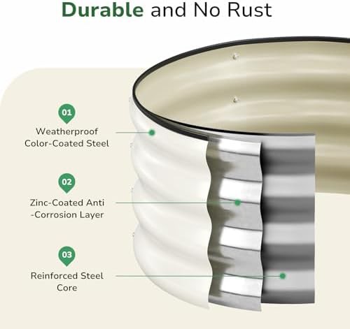 White round galvanized steel planter 2x2x1 ft — photo 5