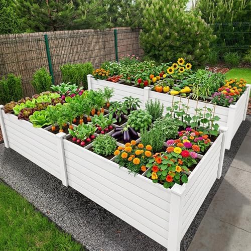 White resin square bed with growth grid — photo 4
