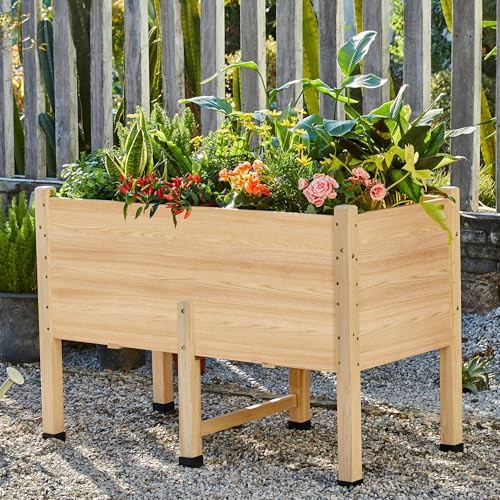 Compact wooden raised bed with legs