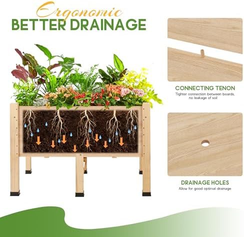Compact wooden raised bed with legs — photo 4