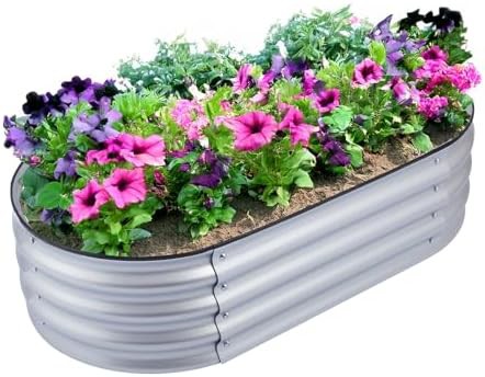 Silver galvanized steel open bottom garden bed