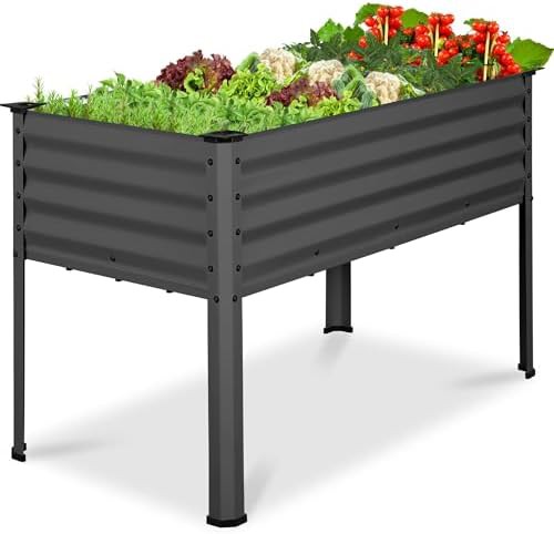 Charcoal galvanized elevated planter box