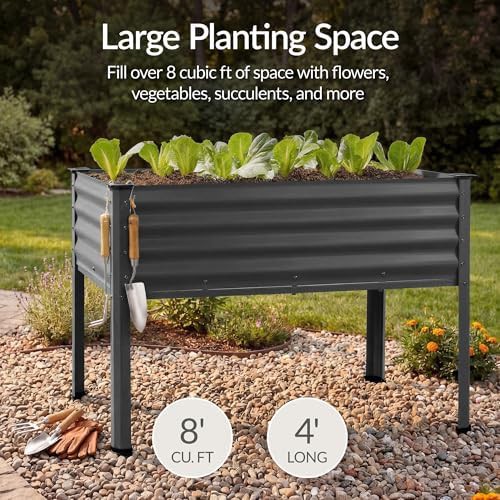 Charcoal galvanized elevated planter box — photo 4