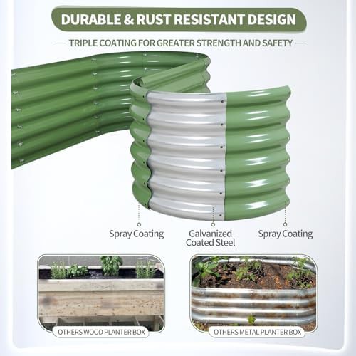 Green galvanized steel planter boxes two pack — photo 3