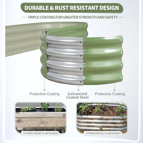 Shallow green galvanized steel planter set — photo 3