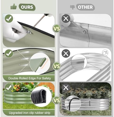 Shallow green galvanized steel planter set — photo 4