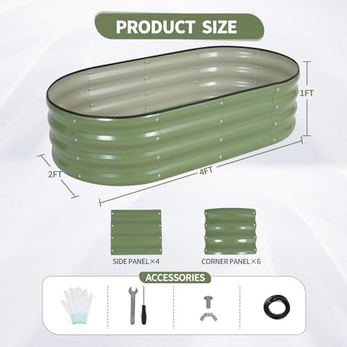 Shallow green galvanized steel planter set — photo 5