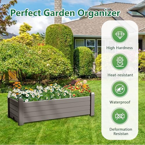 Grey resin rectangular garden bed — photo 3
