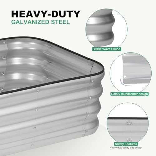 Modular silver rectangular metal garden bed — photo 3