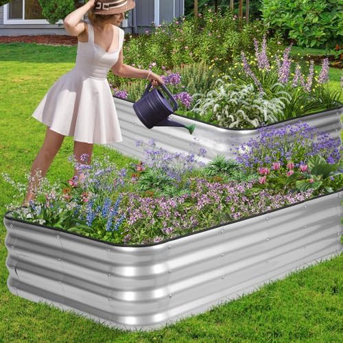 Modular silver rectangular metal garden bed — photo 4