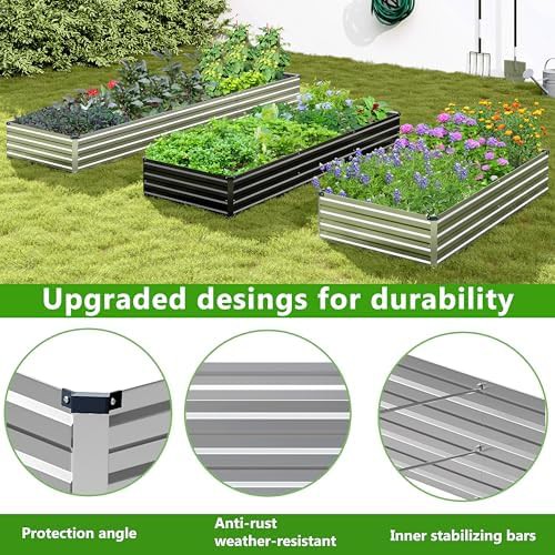 Large silver galvanized steel garden bed set — photo 5