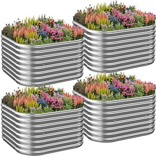 Two foot square galvanized steel garden beds