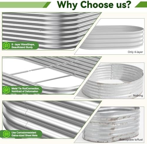 Large eight foot galvanized steel garden beds trio — photo 3
