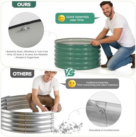 Round lotus green galvanized herb planters — photo 5