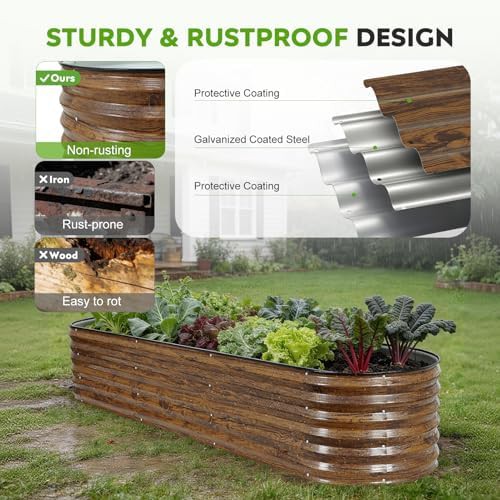 Long brown galvanized steel garden bed — photo 4