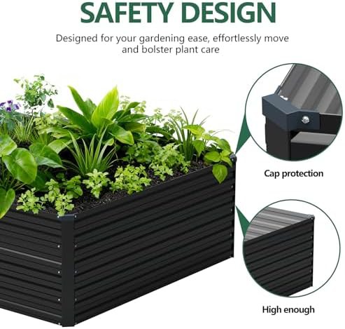 Large black open bottom metal garden bed — photo 3