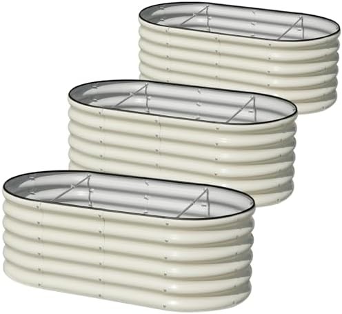 Three pack oval white metal beds