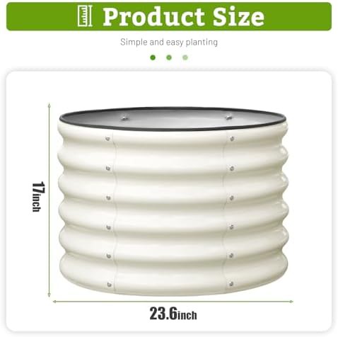 Round white metal garden bed 17 in — photo 5