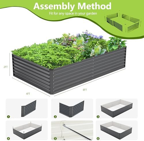 Deep grey galvanized steel vegetable garden bed — photo 5