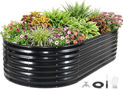 Extra tall grey galvanized eight foot garden bed