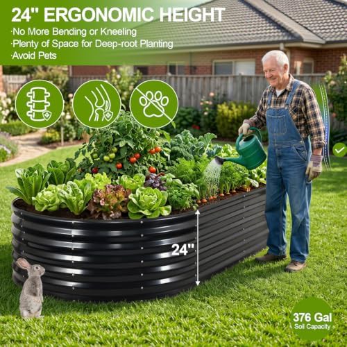 Extra tall grey galvanized eight foot garden bed — photo 3