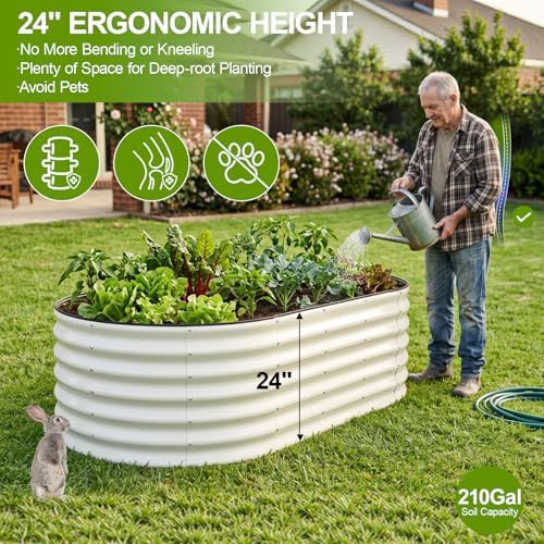 Tall white galvanized steel six foot garden bed — photo 3