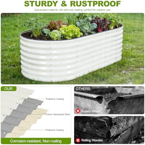 Tall white galvanized steel six foot garden bed — photo 4
