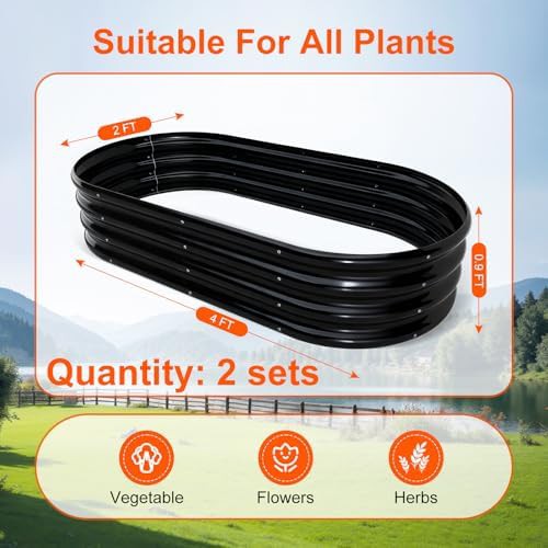 Black oval metal herb garden kit two pack — photo 3