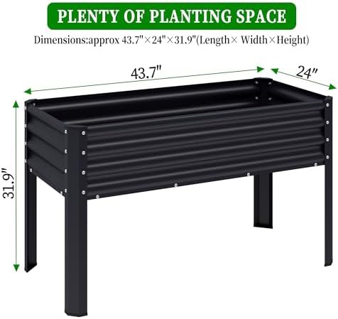 Black elevated galvanized steel planter with legs — photo 5