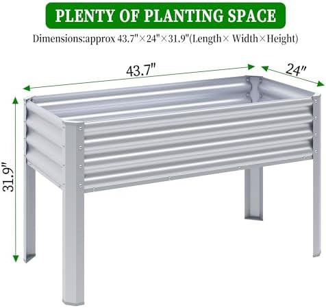Two silver elevated galvanized steel planters — photo 4