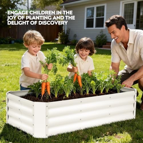 Pair of white metal vegetable planter boxes — photo 5