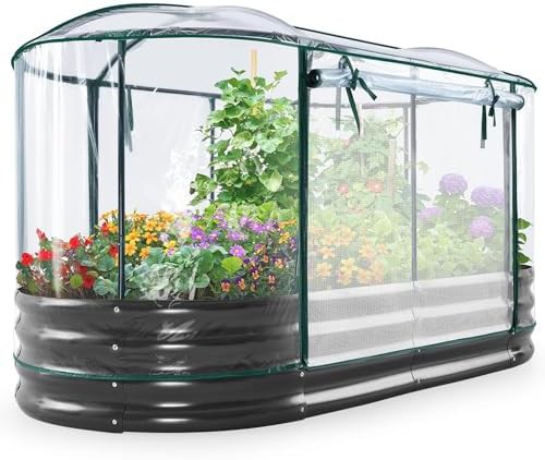 Low Profile Garden Bed with Greenhouse Cover
