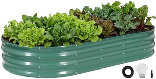 Six foot oval galvanized planter box