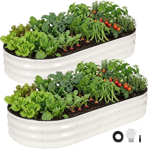 Two pack of six foot galvanized planters