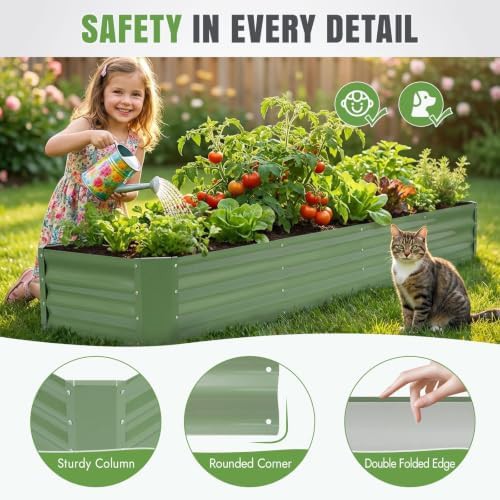 Long narrow olive green garden bed — photo 4