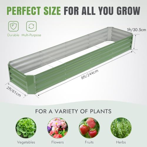 Long narrow olive green garden bed — photo 5