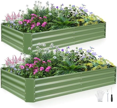Double pack of galvanized planter boxes