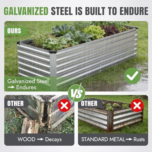 Deep silver metal raised garden bed — photo 3