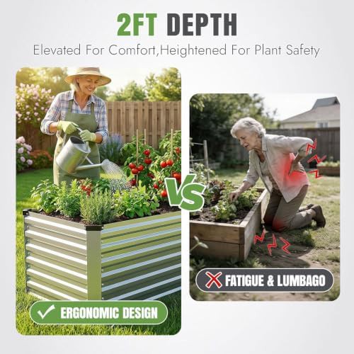 Deep silver metal raised garden bed — photo 4