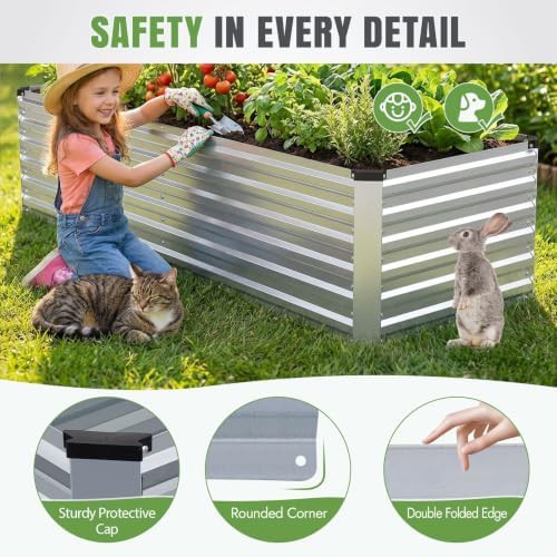 Deep silver metal raised garden bed — photo 5